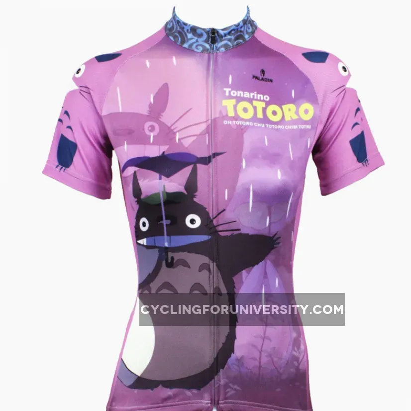 Animated Film Cartoon Character My Neighbor Totoro Day Umbrella Purple Breathable Cycling Jersey Women's Short-Sleeve Sport Bicycling Shirts Summer Quick Dry Sportswear Chinchilla NO.519