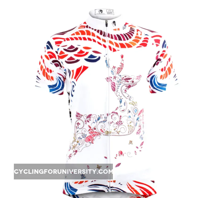 Ilpaladino Dreamy Elk White Women's Quick Dry Short-Sleeve Cycling Jersey Exercise Bicycling Pro Cycle Clothing Racing Apparel Outdoor Sports Leisure Biking Shirts Breathable Summer Sportswear NO.583