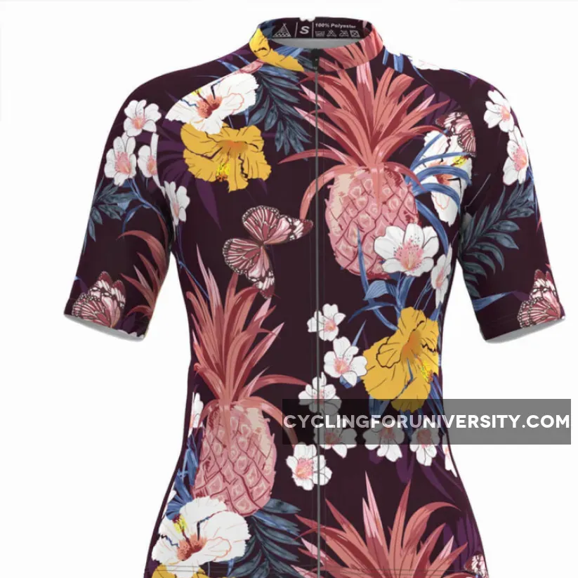 Women's Tropical & Floral Print Hawaiian Jersey -Pineapple