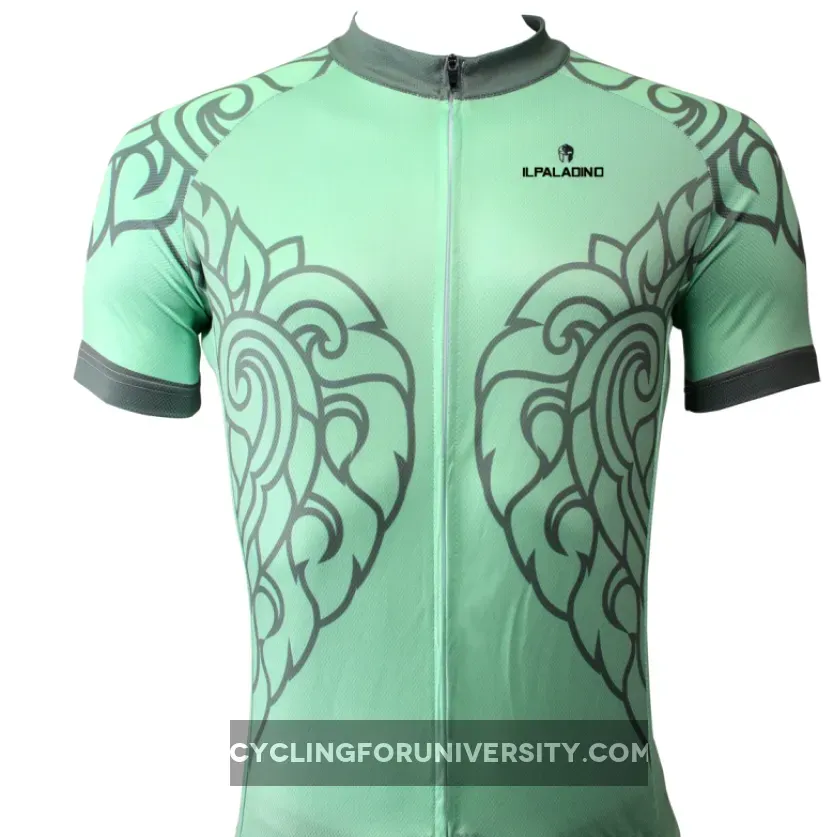 Ilpaladino Patterned Green Leaves Men's Breathable Quick Dry Short-Sleeve Cycling Jersey Bicycling Shirts Summer Apparel Outdoor Sports Gear Leisure Biking T-shirt Wear NO.505
