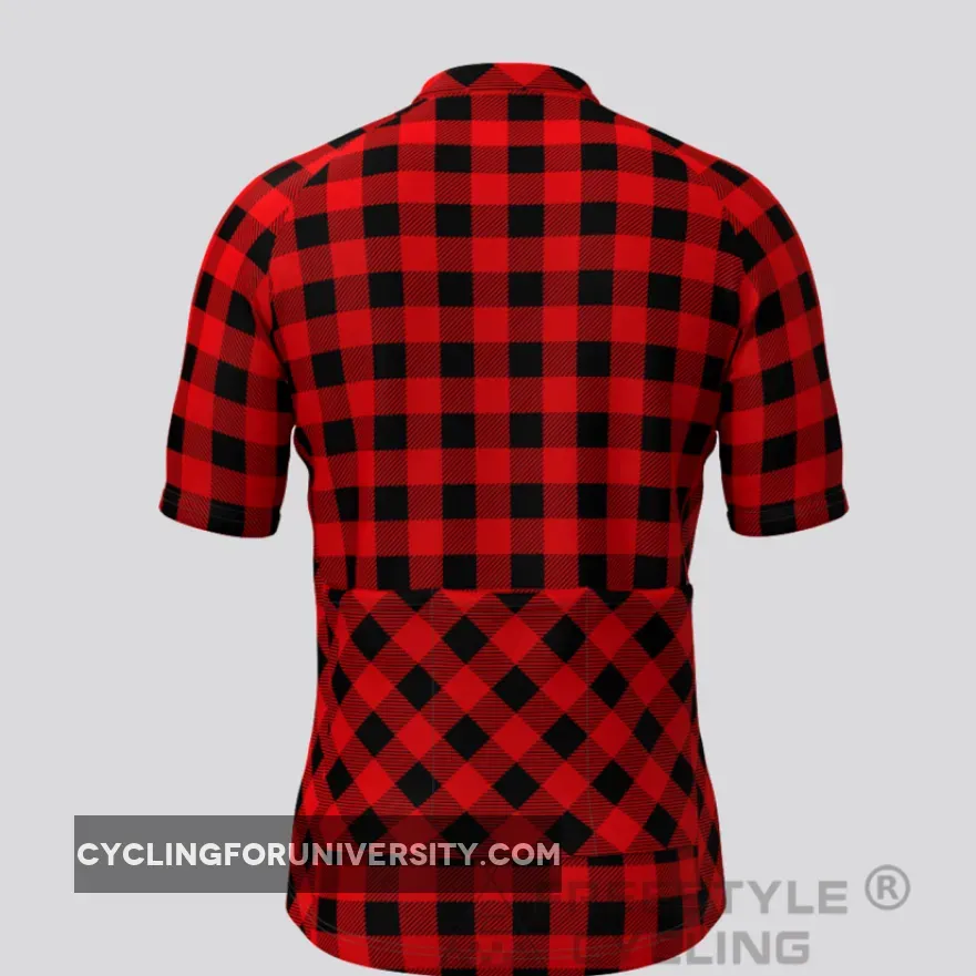 Plaid Checkered Shirt V2 Men's Cycling Jersey Red To Buy