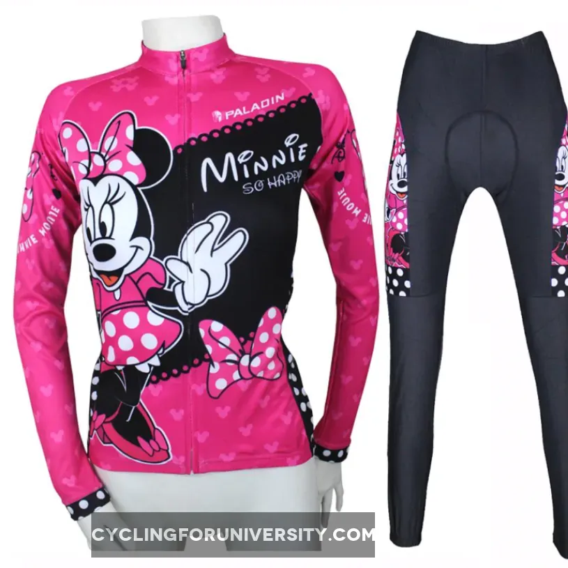 Mickey Mouse's Girlfriend Minnie Pretty Woman's Short-sleeve Cycling Suit Lovely Team Jacket Sweet T-shirt Summer Suit Spring Autumn Clothes Sportswear Leisure Biking Shirt Cartoon World NO.096