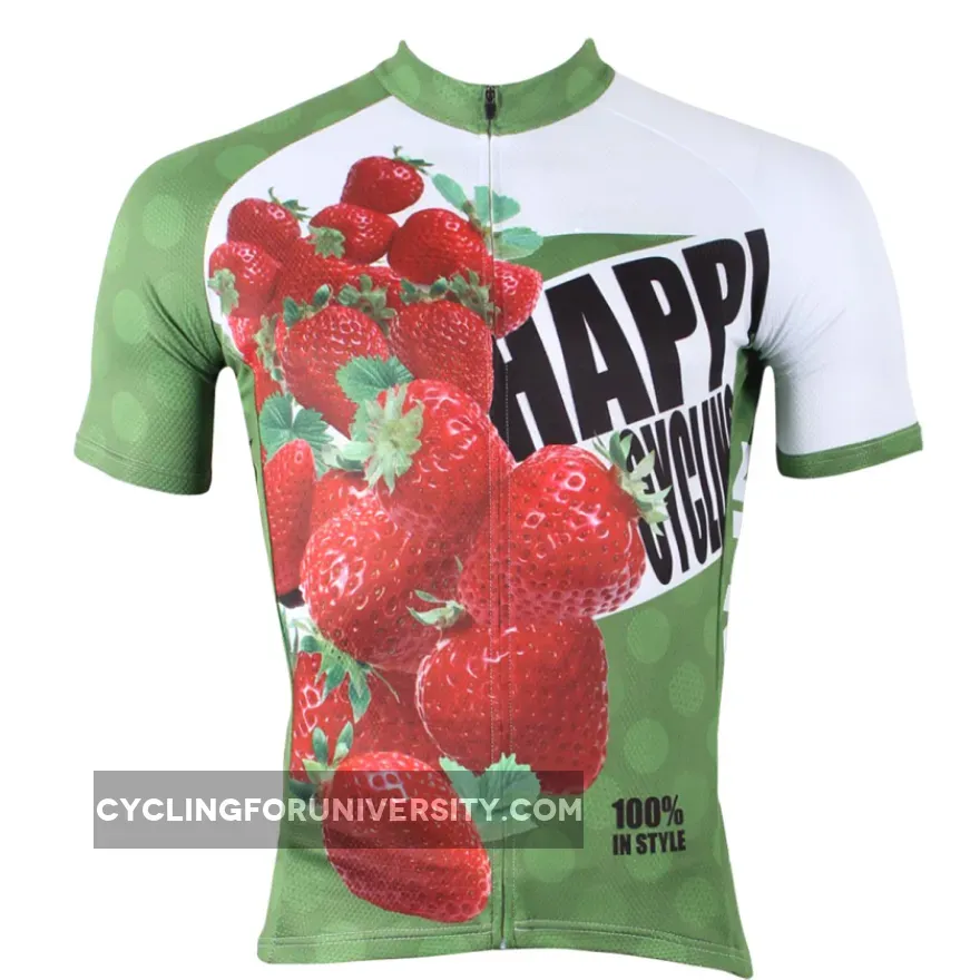 Happy Cycling Summer Fruit Strawberry Men's Short/Long-Sleeve Cycling Jersey NO.174
