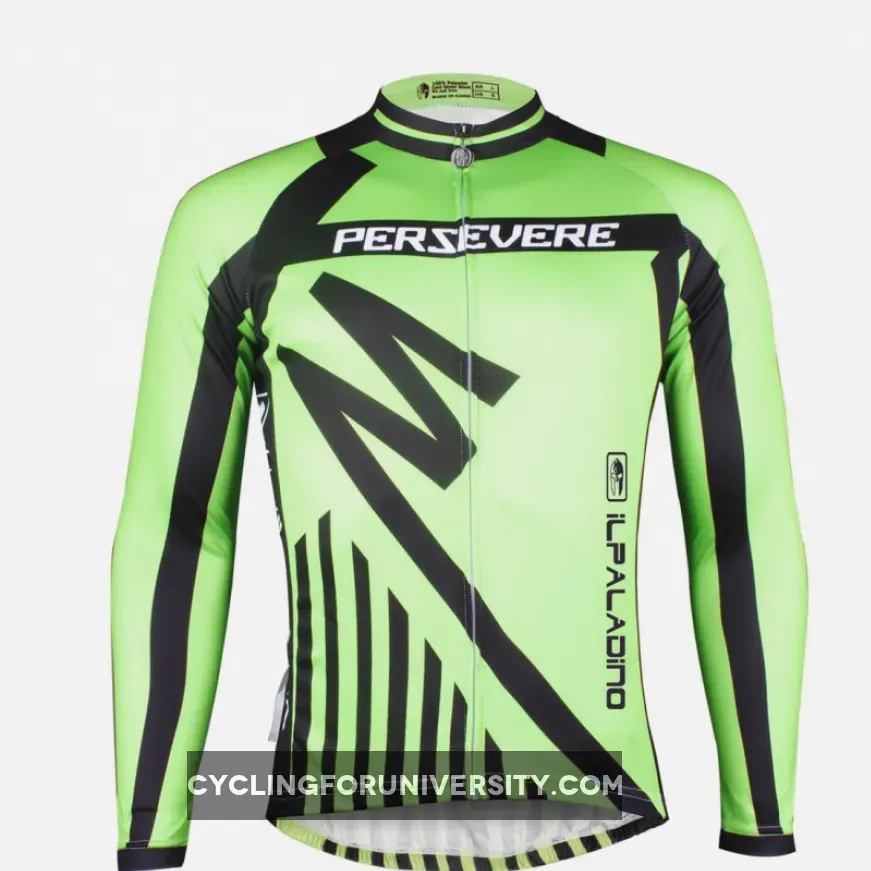 ILPALADINO Men's Green Long Sleeves Cycling Jersey Spring Autumn Exercise Bicycling Pro Cycle Clothing Racing Apparel Outdoor Sports Leisure Biking Shirts NO.731
