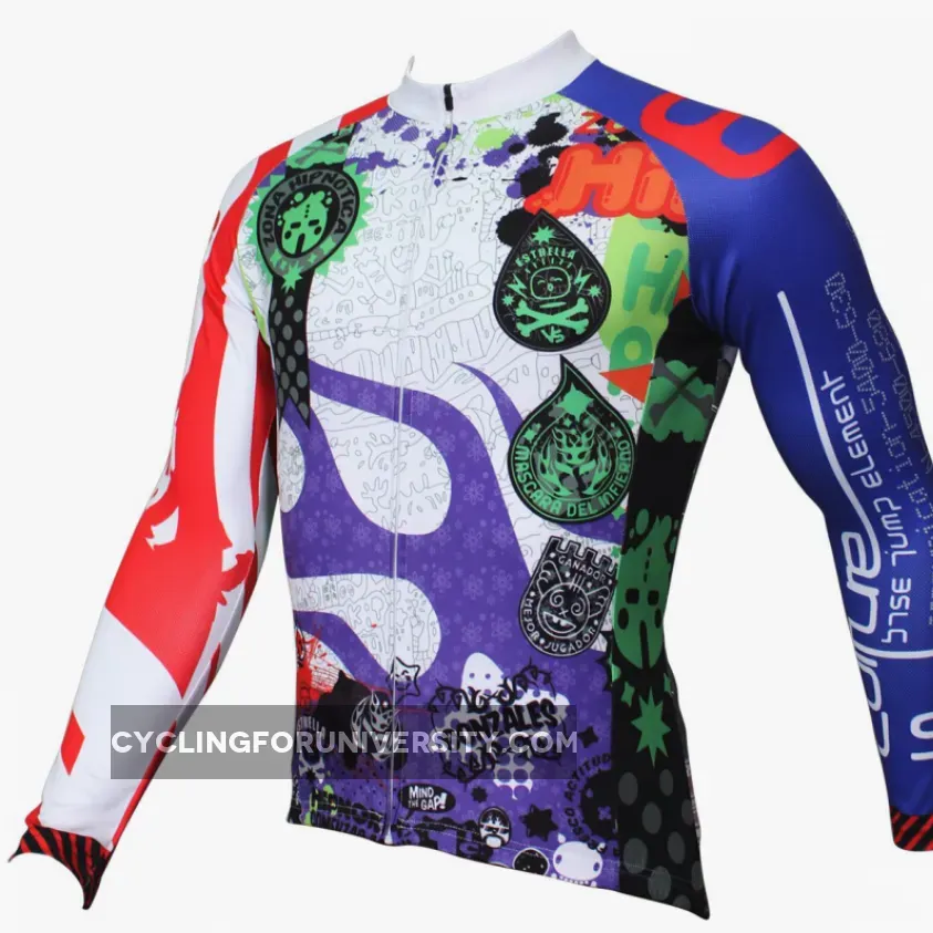 Men's Stylish Hidden-Zipper Long-sleeve Cycling Jersey with Patterns for Outdoor Bike Leisure Sport Winter Breathable Bicycle clothing 369(velvet)