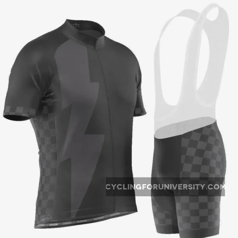Men's Black Lightning Checkered Pro Band Cycling Kit