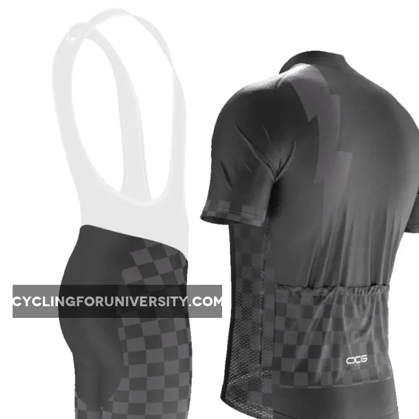 Men's Black Lightning Checkered Pro Band Cycling Kit