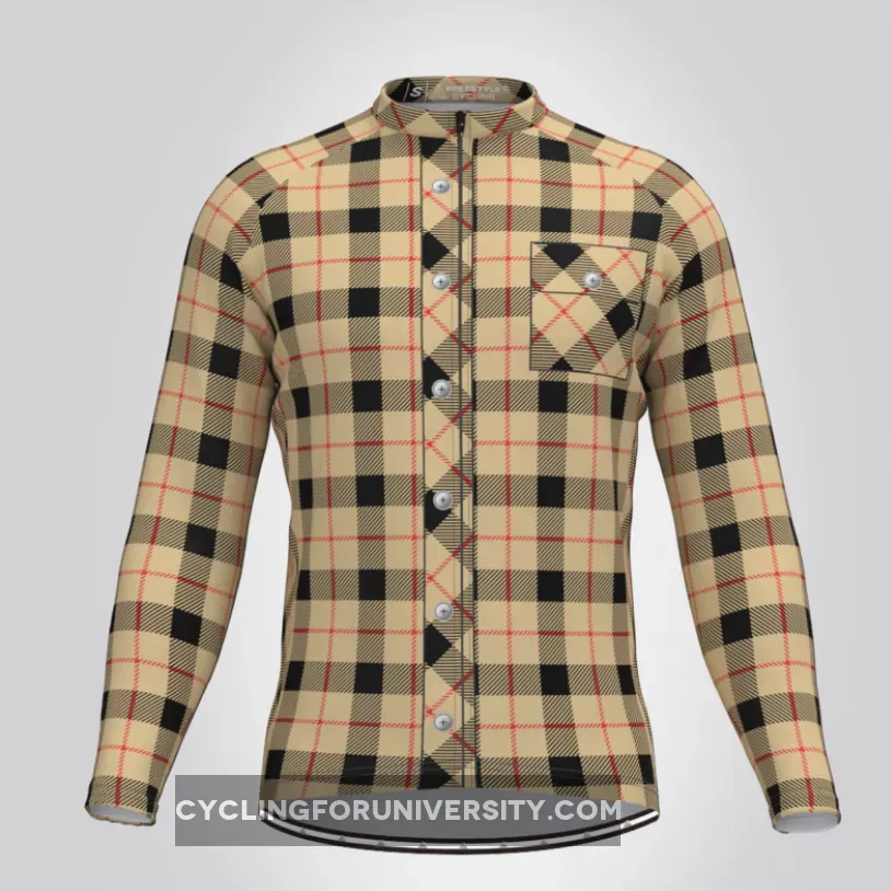 Plaid Checkered Shirt V17 Men's LS Cycling Jersey Outlet