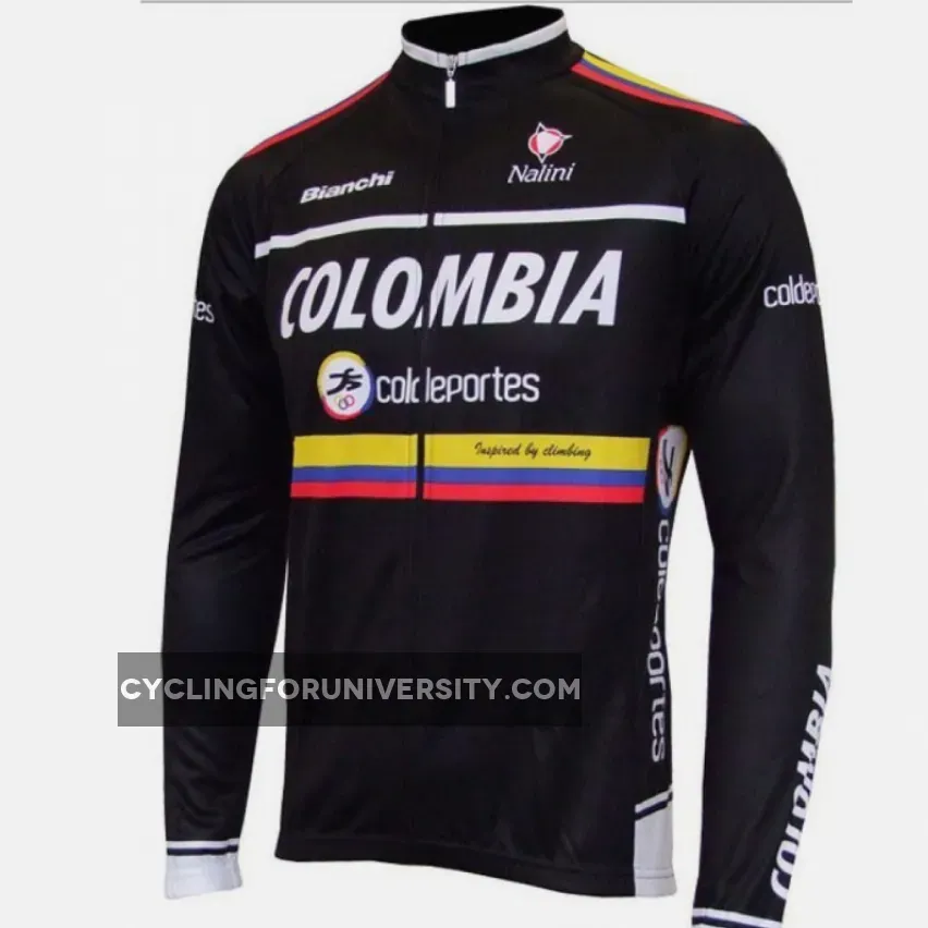 2012 Colombia Coldeportes Winter Fleece Long Sleeve Cycling Jersey Jackets