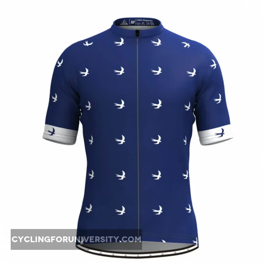 White Swallow Themed Men Cycling Jersey Brand New