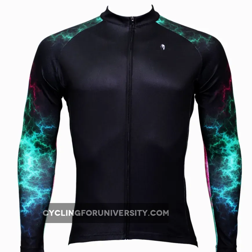 GreenUniverse Light Power Graphic Arm Men's Cycling Long-sleeve Black Jerseys NO.366
