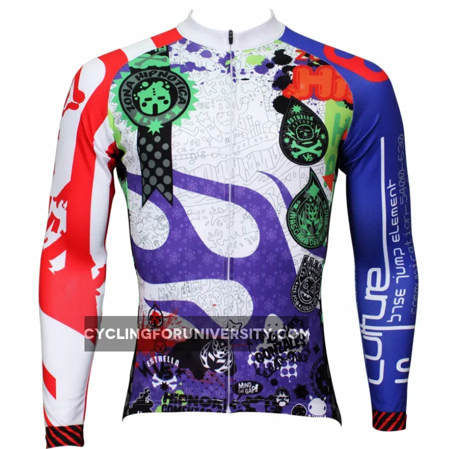 Best-seller Men's Full Zipper Blue& Red sleeves Long-sleeves Cycling Jersey for Ultraviolet-Resistant Outdoor Sport Shirt Leisure Sport Breathable and Quick Dry Fall Autumn Bike Bicycle Clothing 377(velvet)