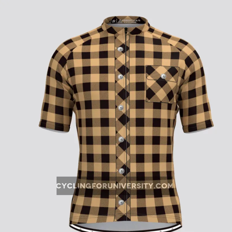 Plaid Checkered Shirt V2 Men's Cycling Jersey Gray