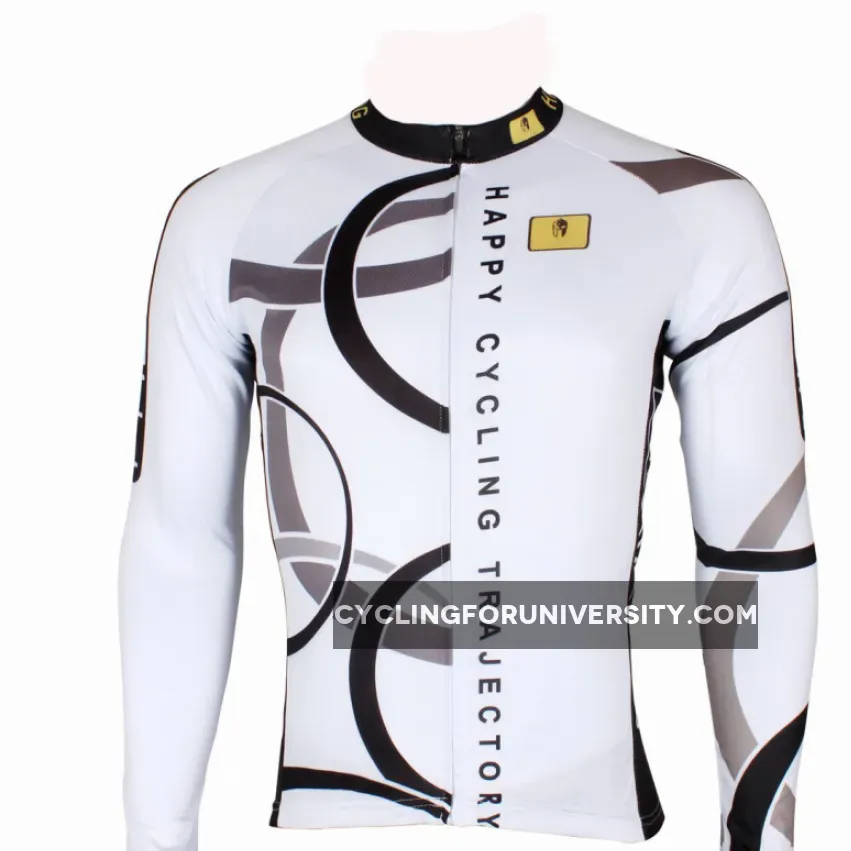 Popular Men's White Hidden-Zipper Long-sleeve Cycling Jersey with patterns for Outdoor Sport Leisure Sport Breathable and Quick Dry Fall Autumn Bike Shirt Bicycle clothing 205 (velvet)