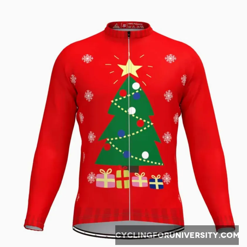 Ugly Christmas Sweater Tree Gift Box LS Cycling Jersey