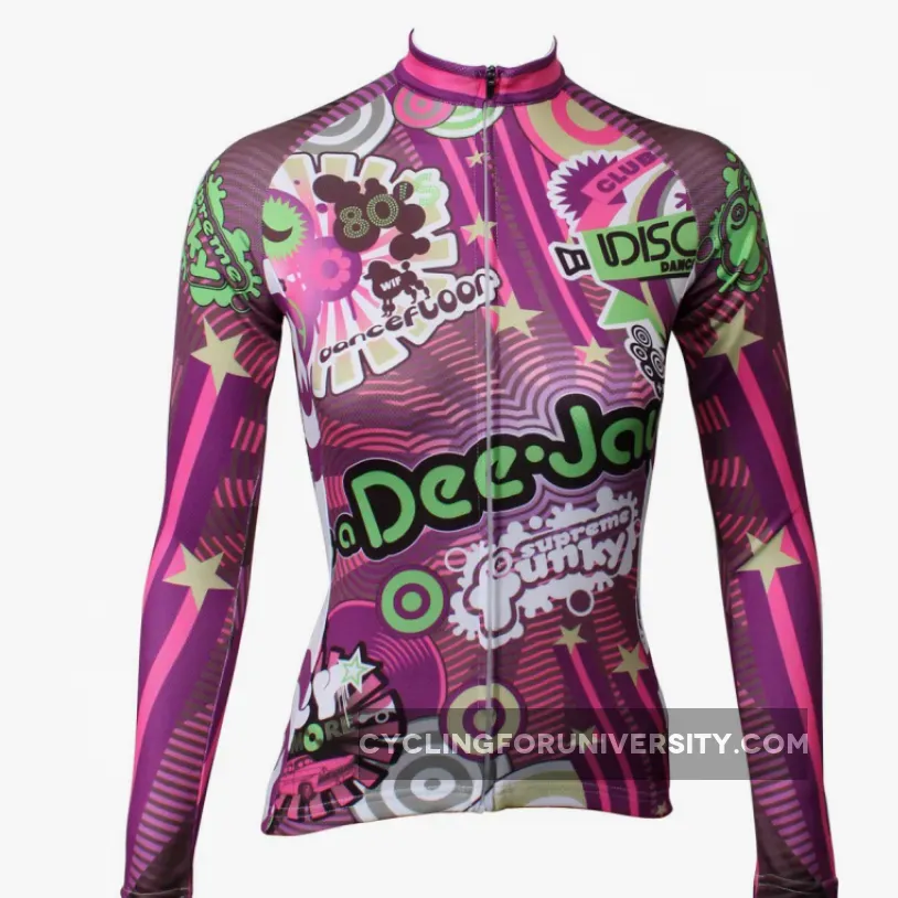 ILPALADINO Purple Funky Women's Long Sleeves Red Cycling Clothing Suits with Tights Spring Autumn Exercise Bicycling Pro Cycle Clothing Racing Apparel Outdoor Sports Leisure Biking Shirts NO.328
