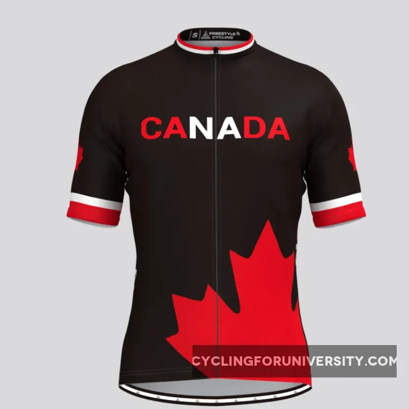 Canada Maple Leaf Men's Cycling Jersey Black Red For Sale
