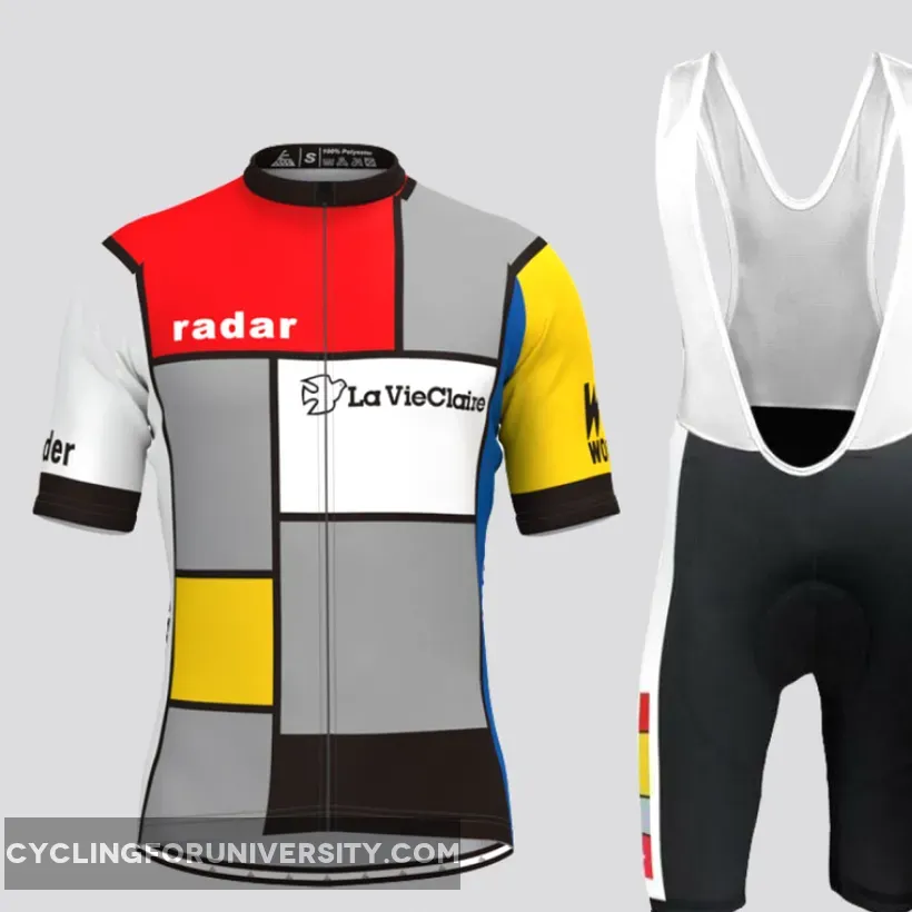 Retro 1985 La Vie Claire Piet Mondrian Men's Cycling Kit