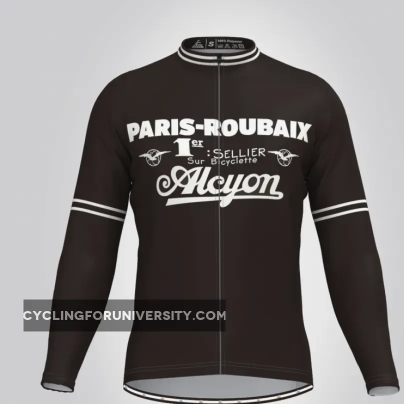 Retro Paris Roubaix Mens Long Sleeve Cycling Jersey