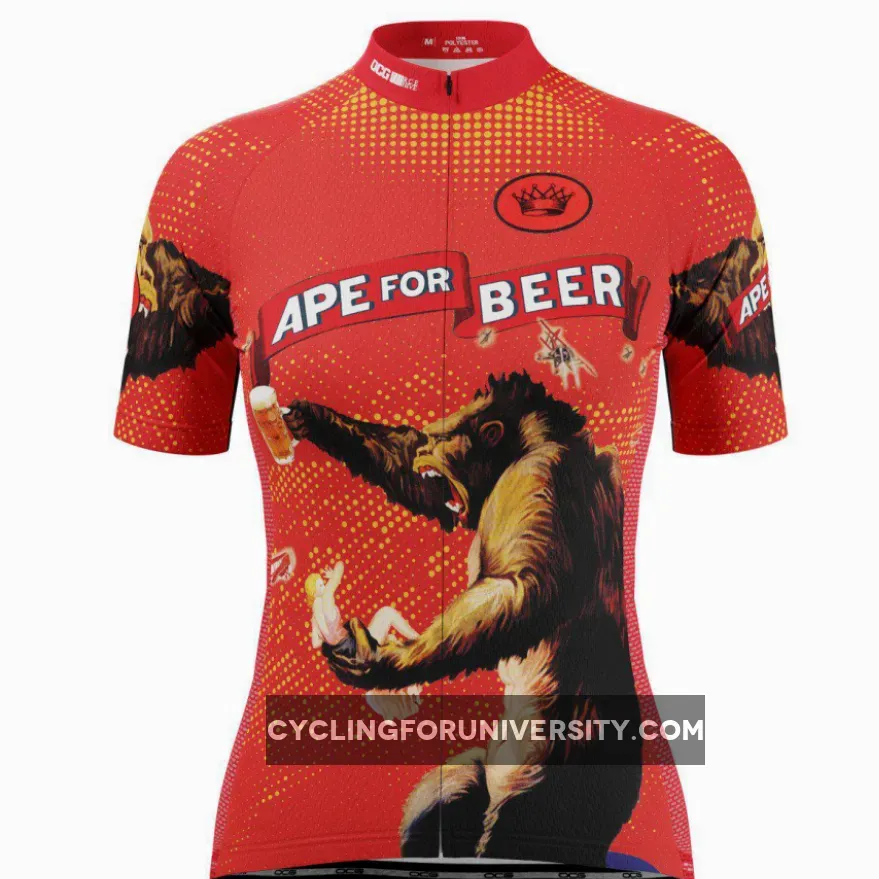 Women's King Kong Ape For Beer Short Sleeve Cycling Jersey Womenking
