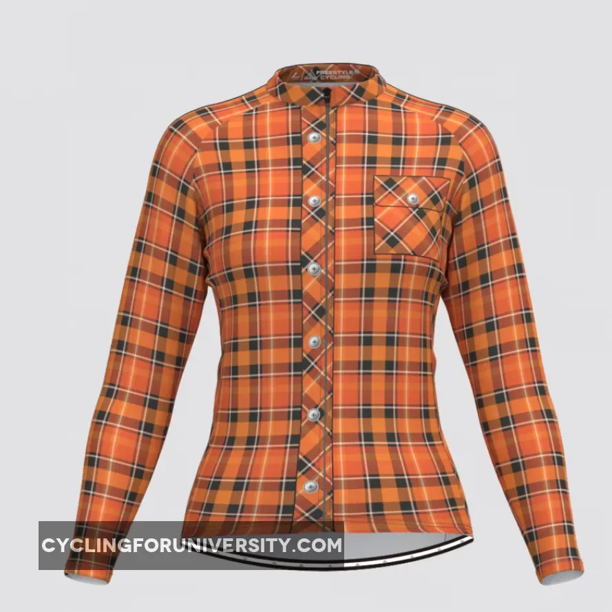 Plaid Checkered Shirt V25 Women's LS Cycling Jersey Restock