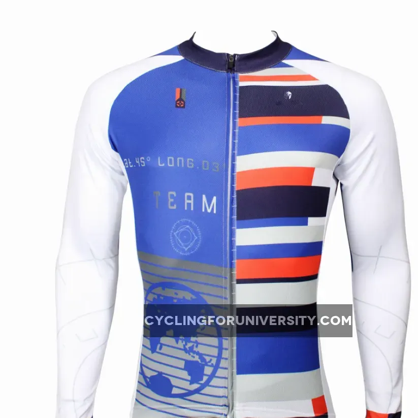 ILPALADINO Men's Long Deep Blue Sleeves Cycling Clothing Suits with Tights Pro Cycle Clothing Racing Apparel Outdoor Sports Leisure Biking shirt (Velvet) NO.388