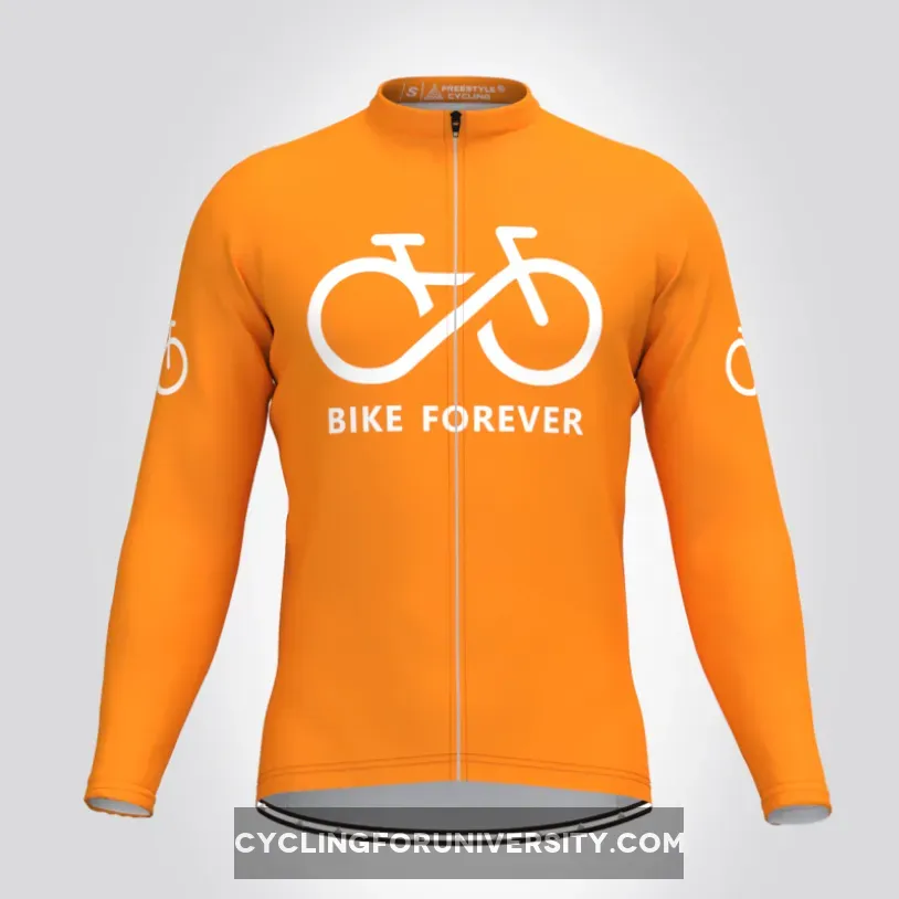 Men's Bike Forever LS Cycling Jersey - Orange Brand New