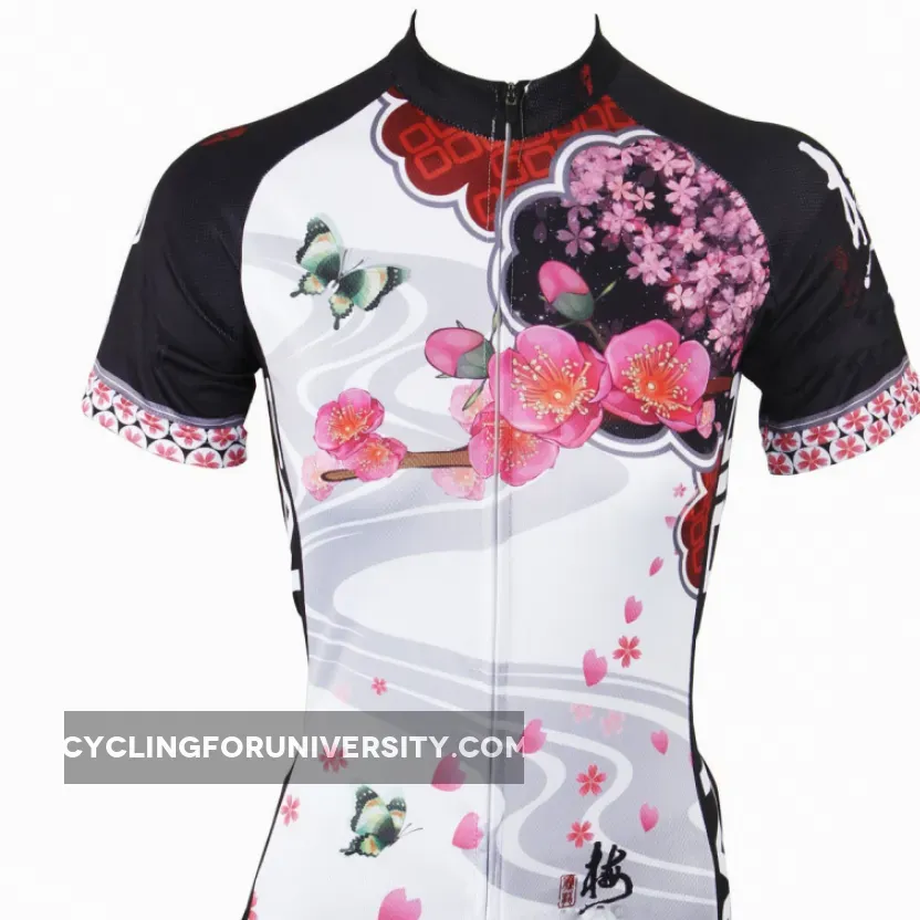 Ilpaladino Scenic Spring Women's Summer Short-Sleeve Cycling Jersey Biking Exercise Bicycling Pro Cycle Clothing Racing Apparel Outdoor Sports Leisure Breathable Sport Butterfly Around Petals Clothes NO.542