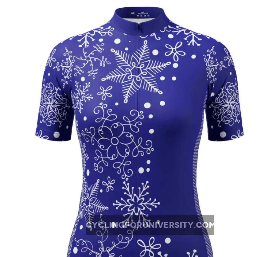 Women's Festive Snowflake Short Sleeve Cycling Jersey