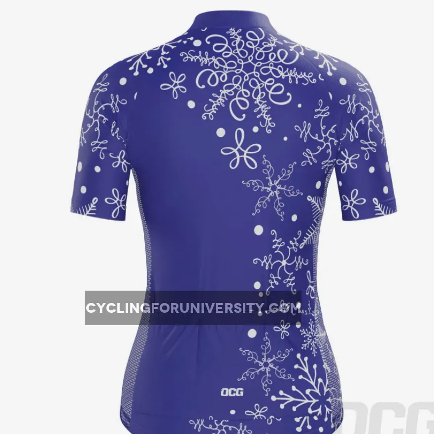 Women's Festive Snowflake Short Sleeve Cycling Jersey