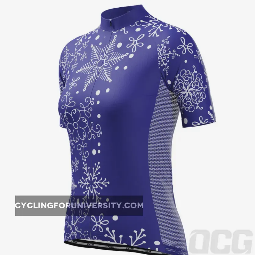 Women's Festive Snowflake Short Sleeve Cycling Jersey