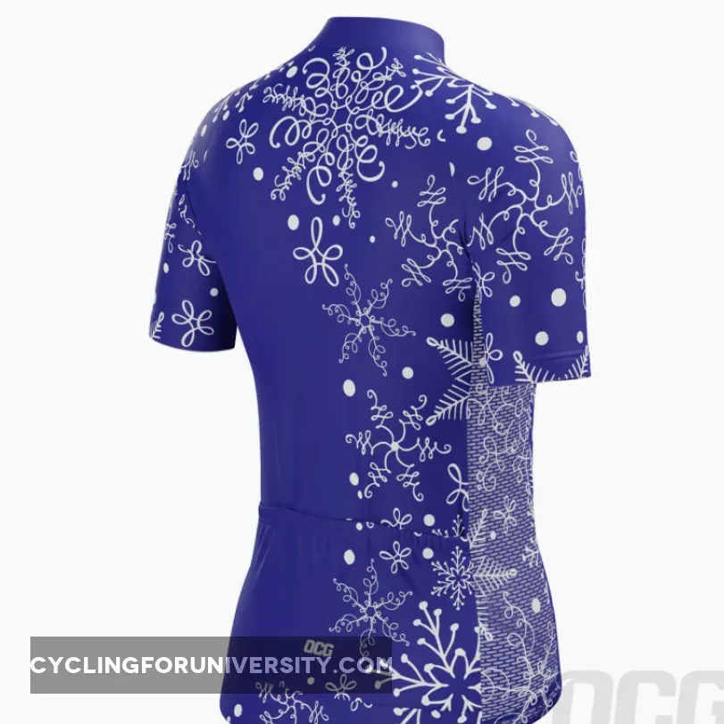 Women's Festive Snowflake Short Sleeve Cycling Jersey