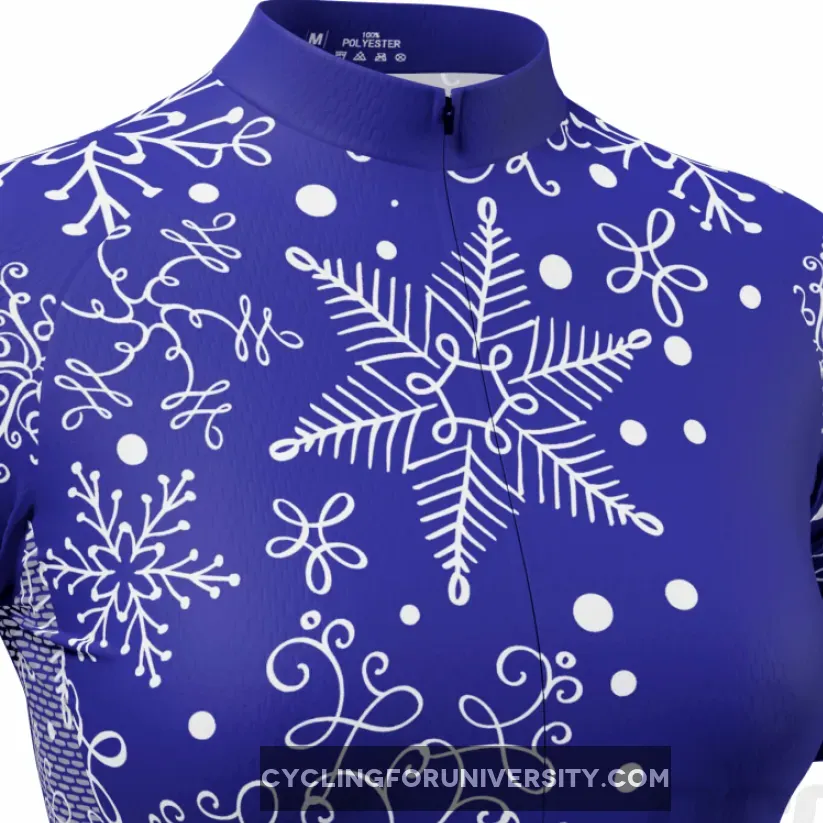 Women's Festive Snowflake Short Sleeve Cycling Jersey