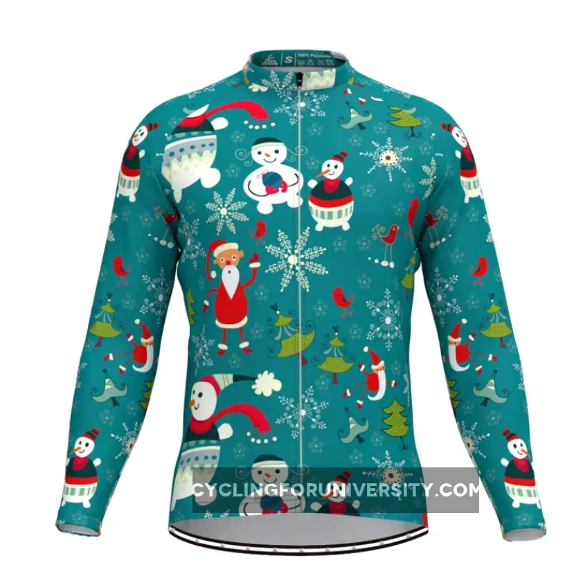 Santa Snowman Long Sleeve Cycling Jersey Green Outlet