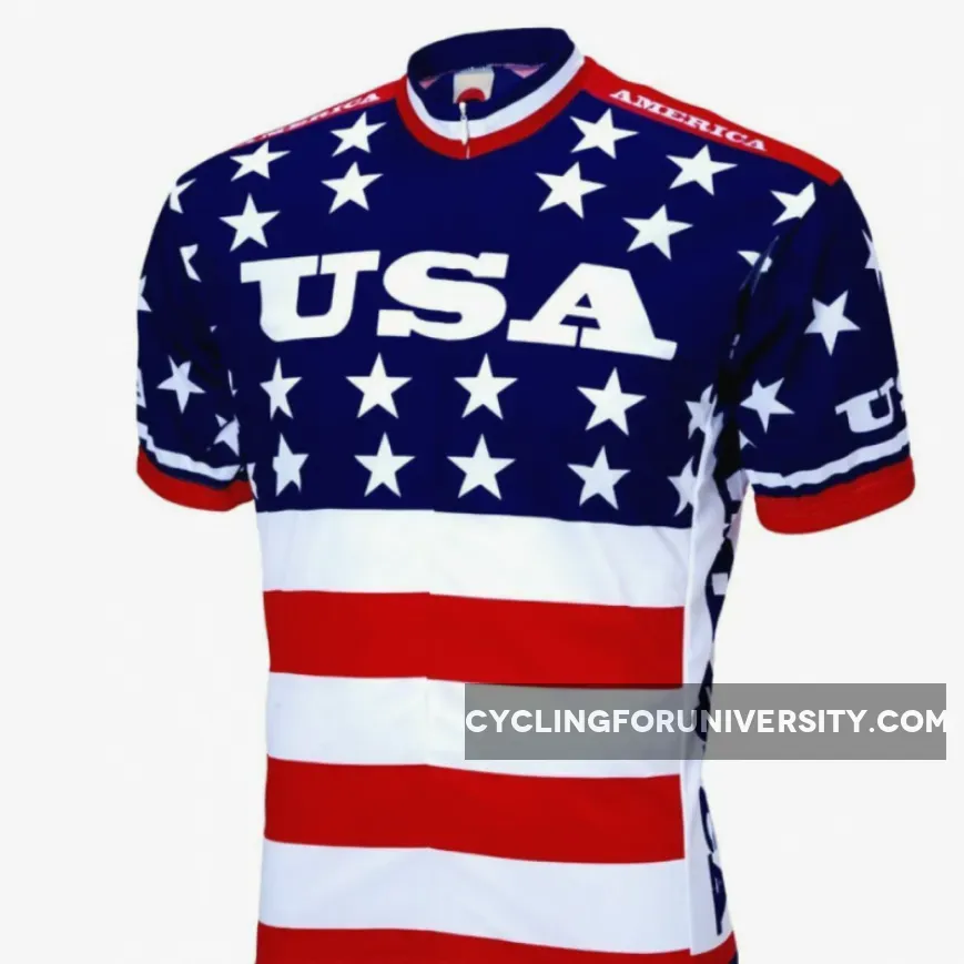 Team USA 1979 Replica Short sleeve full zip men's cycling jersey