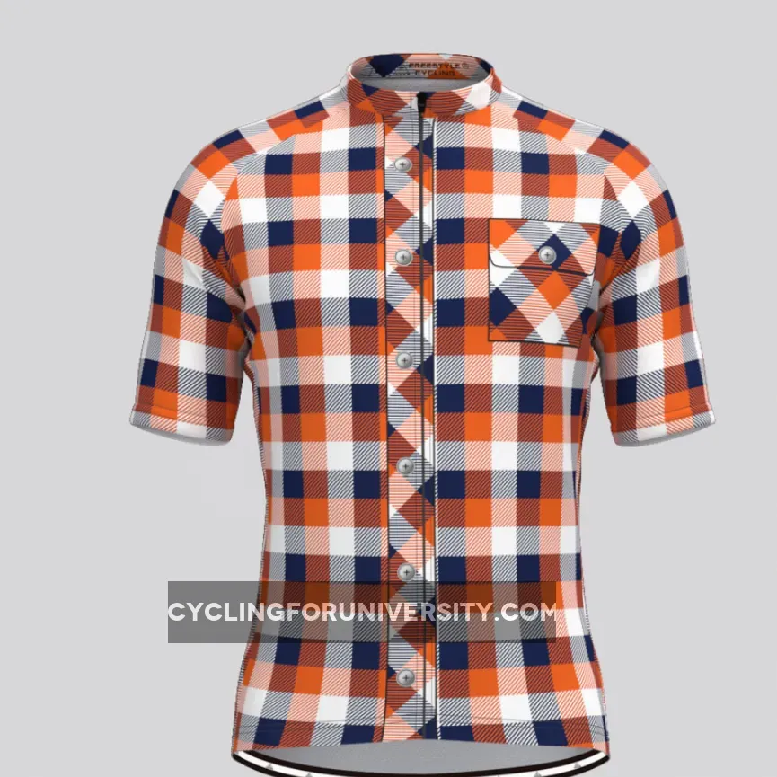 Plaid Checkered Shirt V14 Men's Cycling Jersey Brand New