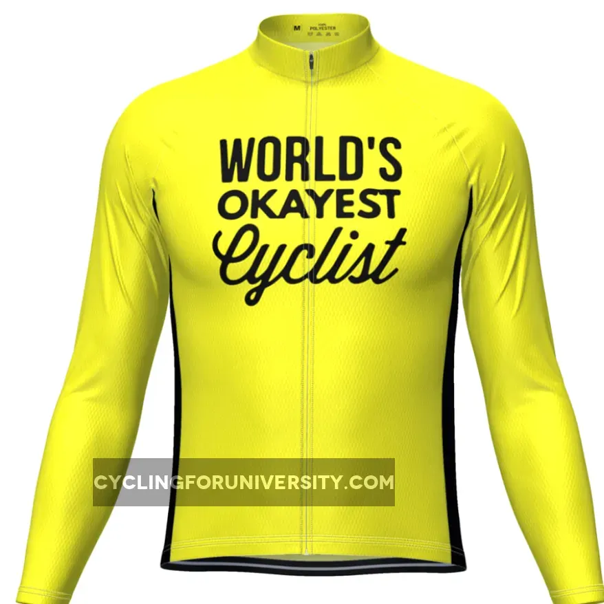 Men's Worlds Okayest Cyclist Long Sleeve Cycling Jersey