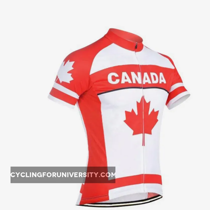 Maple leaf Canada Flag Men's Cycling Jersey White Red