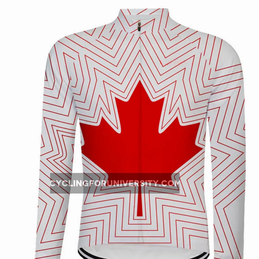 Canada Maple Leaf Long Men's sleeve Cycling Jersey White