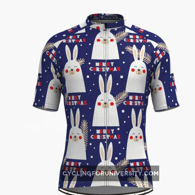 Merry Christmas Cartoon Elk Cycling Jersey Blue Brand New