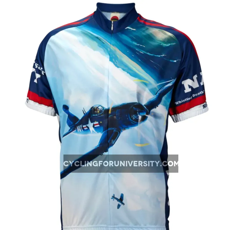 US Navy Corsair WWII Short sleeve Half zip men's cycling jersey