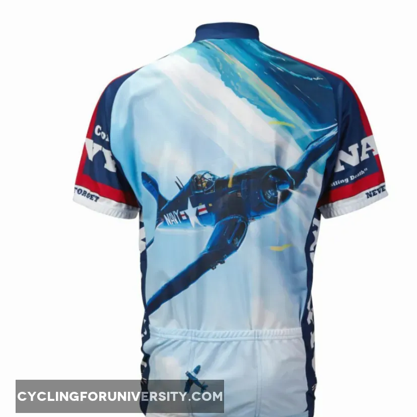 US Navy Corsair WWII Short sleeve Half zip men's cycling jersey