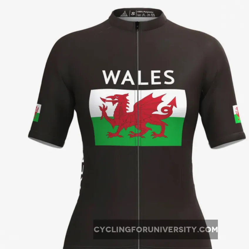 Wales Flag Women's Cycling Jersey Black Online