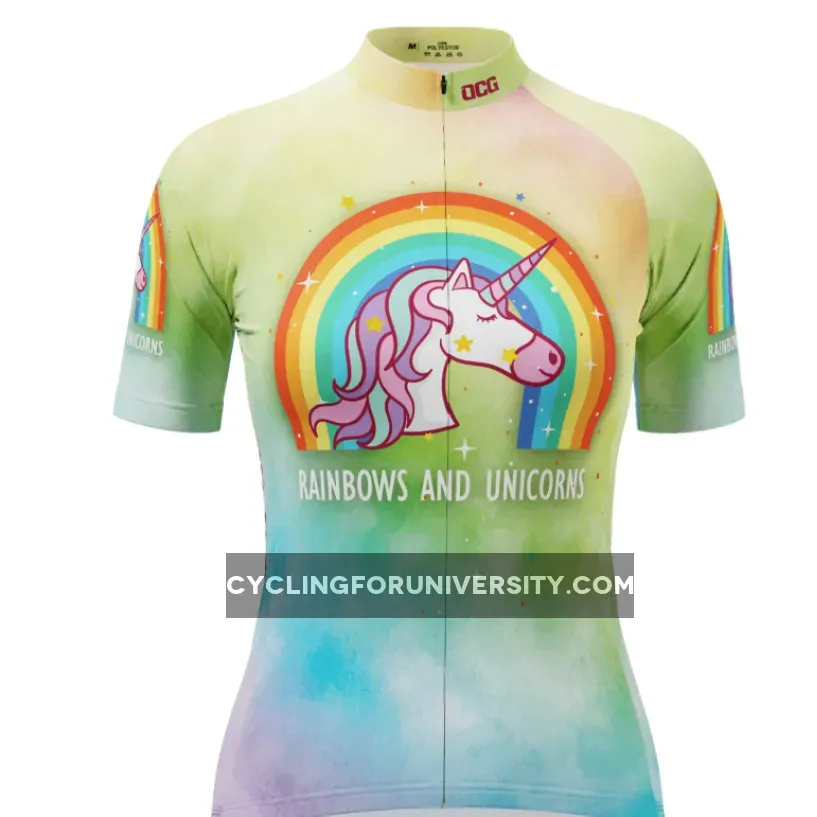 Women's Rainbows and Unicorns Short Sleeve Cycling Jersey Womens Rainbows