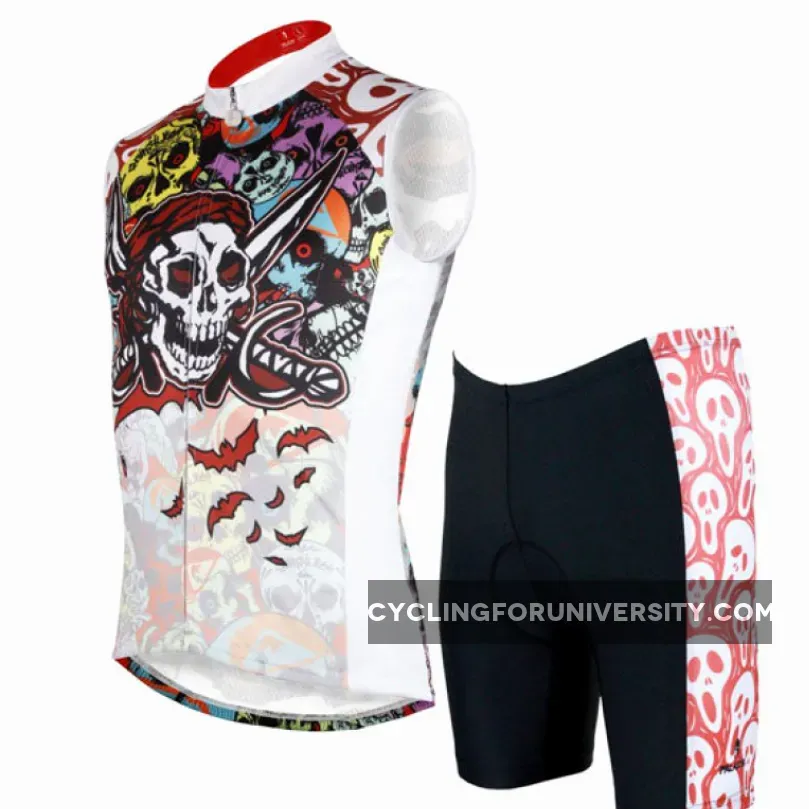 Ilpaladino Skull Men's Cycling Sleeveless Bike jersey/suit T-shirt Summer Spring Road Bike Wear Mountain Bike MTB Clothes Sports Apparel Top NO. W088