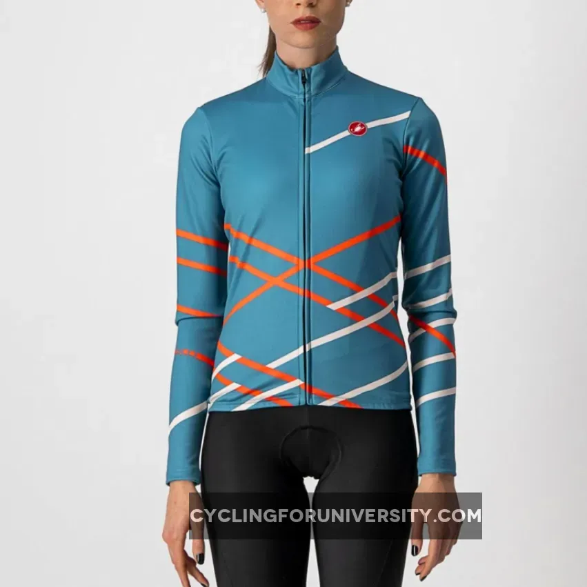 Castelli Diagonal Woman Long Sleeves Jersey - Blue Outlet