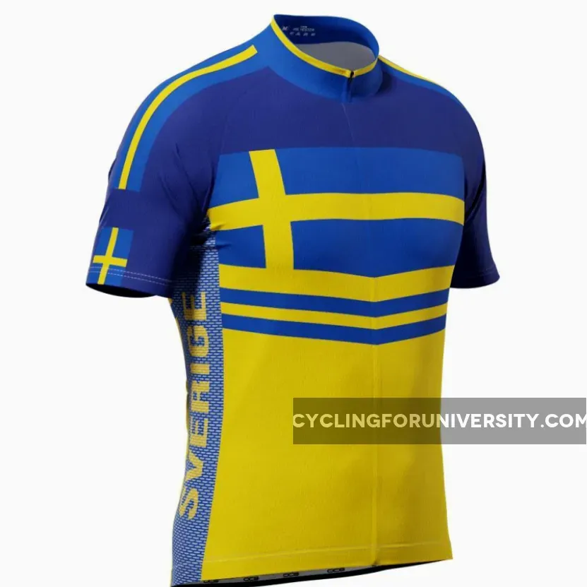 Men's Sweden Sverige Flag Short Sleeve Cycling Jersey