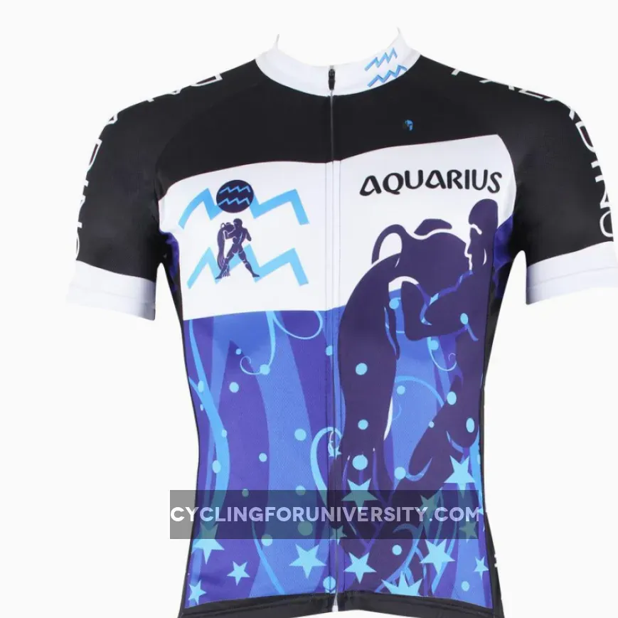 Ilpaladino Aquarius Vitativeness Series 12 Horoscopes Man's Short-sleeve Cycling Jersey Team Pro Cycle Jacket T-shirt Summer Spring Clothes Leisure Sportswear Apparel Signs of the Zodiac NO.268