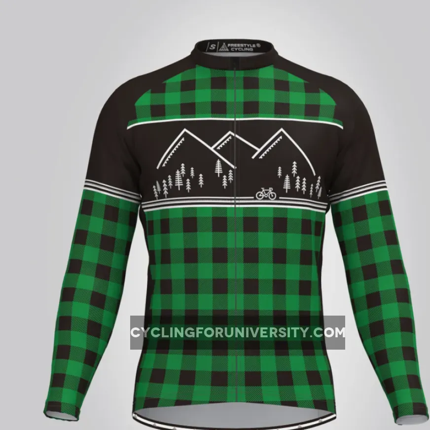 FC Classic Lumberjack Long sleeve Men's Cycling Jersey Green Black