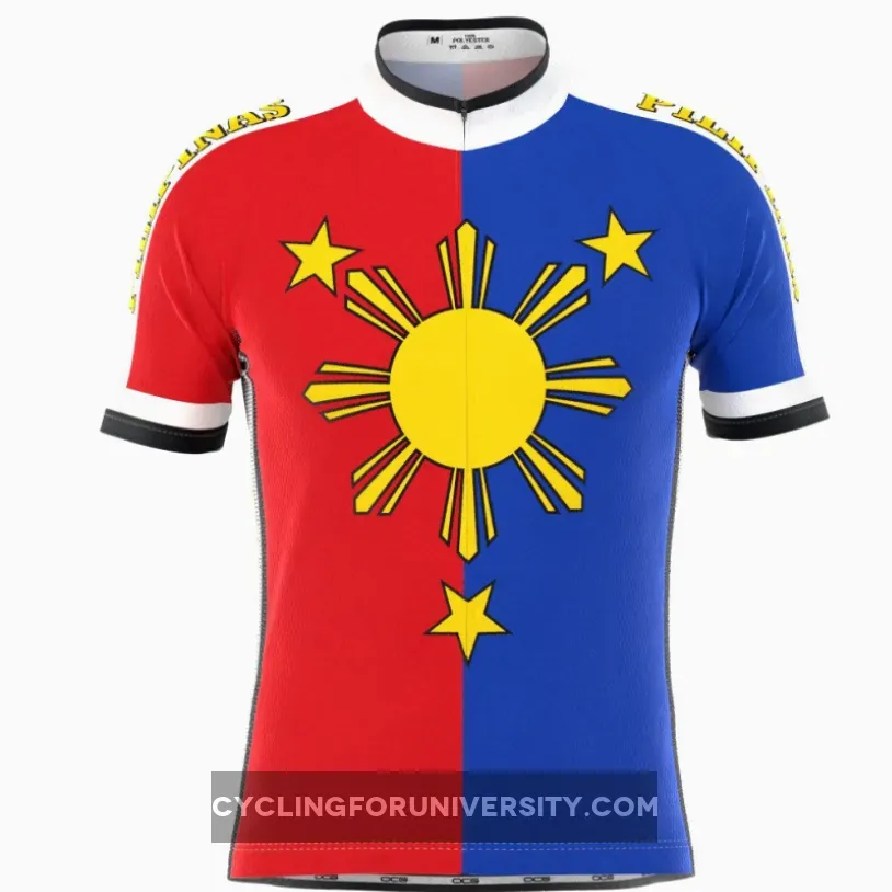 Men's Pilipinas Philippines Flag Short Sleeve Cycling Jersey